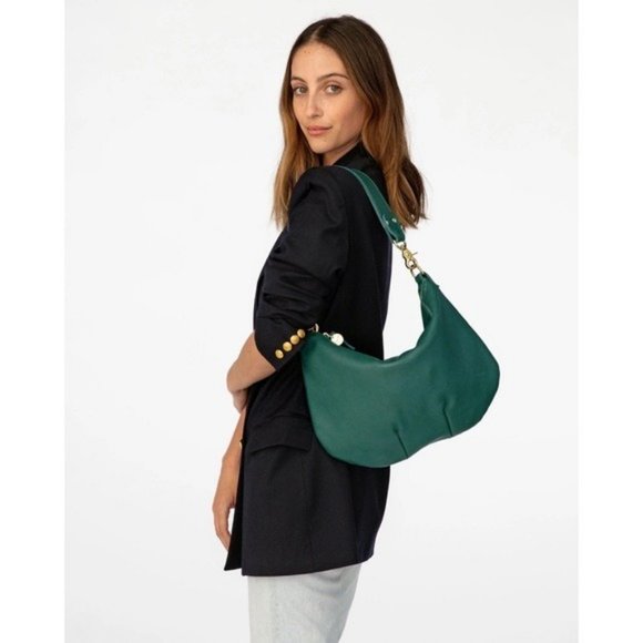Clare V. Moyen Messenger Convertible Bag NWT Deep Sea Pebble Leather Green - Picture 3 of 7